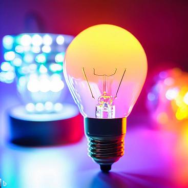 Comparative wattage of an LED lamp with a halogen bulb