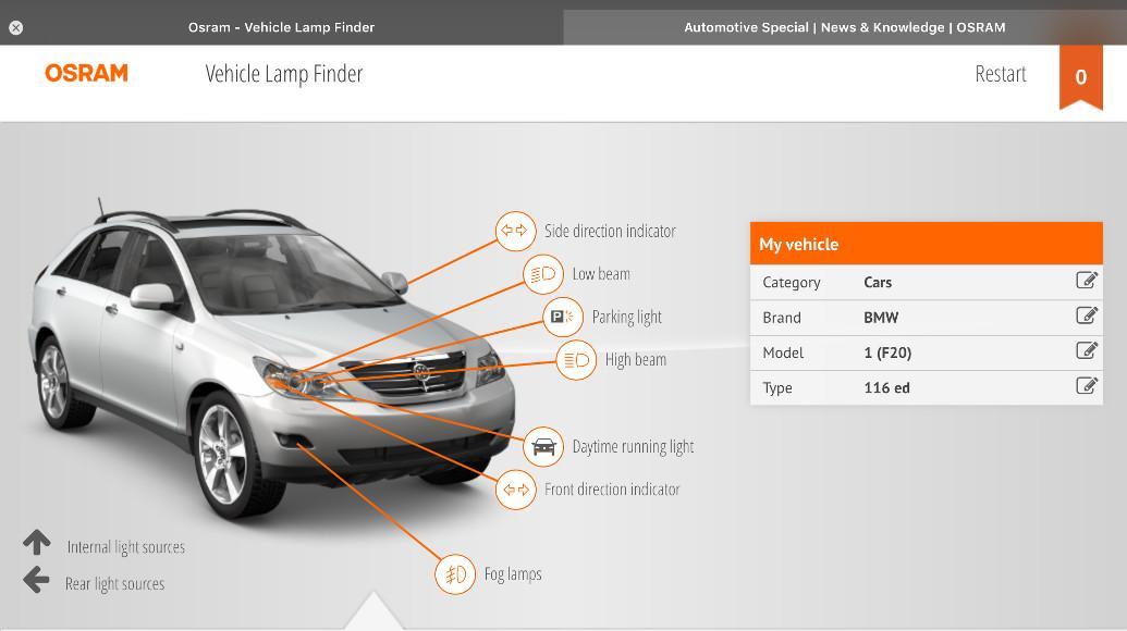L'application OSRAM Lamp Finder