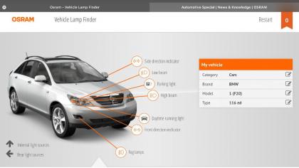 The OSRAM Lamp Finder Professional app
