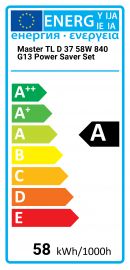 Juego de ahorro de energía para lámparas fluorescentes Master TL-D 37 58W 840 G13 Philips
