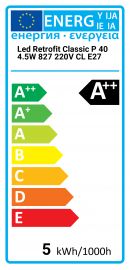 Mini lampada LED classica P 40 4,5W 827 220V CL E27 Osram
