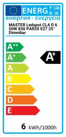 Lampada LED Master LEDspot CLA D 6 50W 830 PAR20 E27 25° dimm Philips