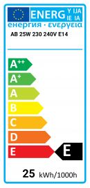 Ampoule AB 25W 230 240V E14 réfrigérateur, machine à coudre, Narva